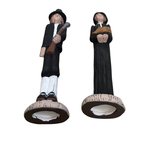 Vintage Ceramic Thanksgiving Pilgrim Stick People - Picture 4 of 9